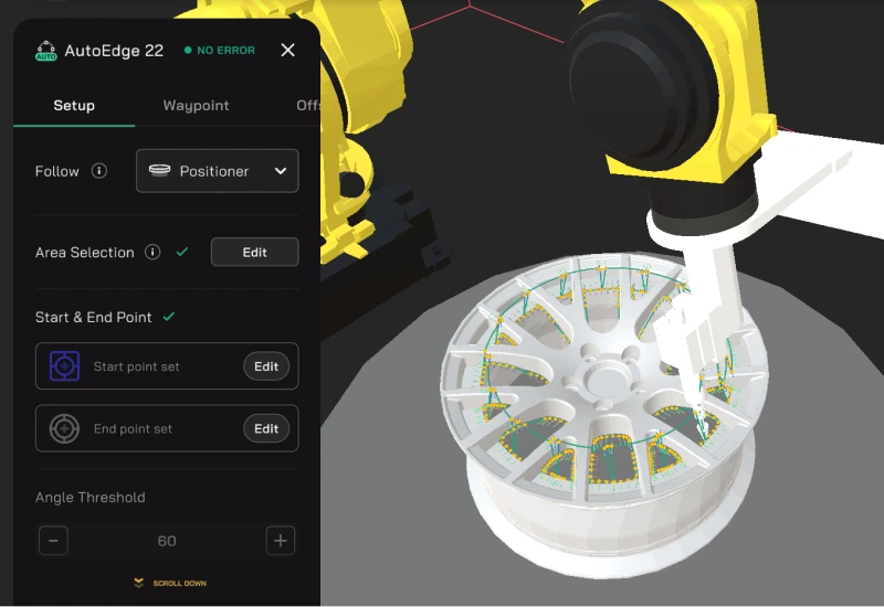 AutoEdge tracing waypoints along the edges of a wheel