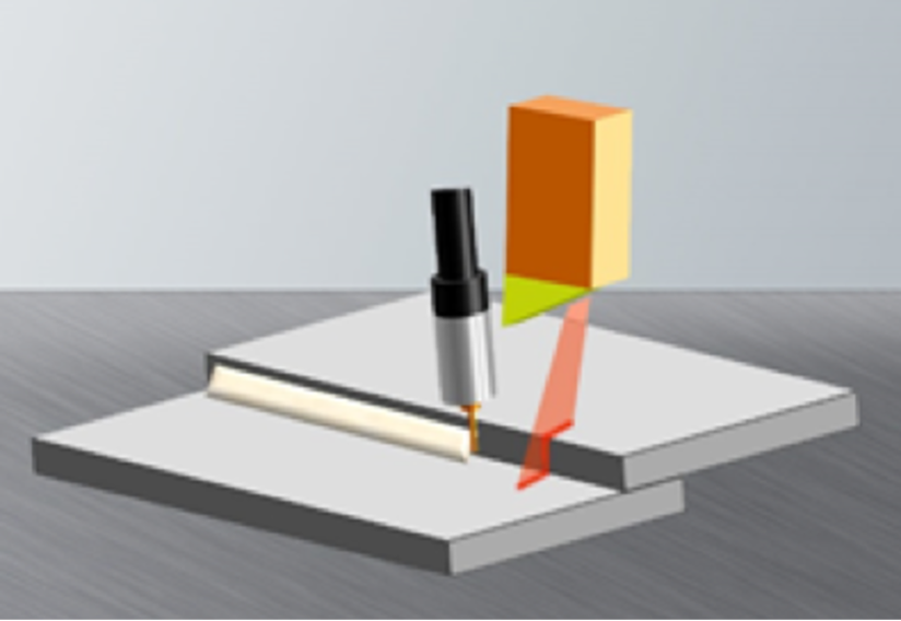 a 3D render of a laser seam tracking setup